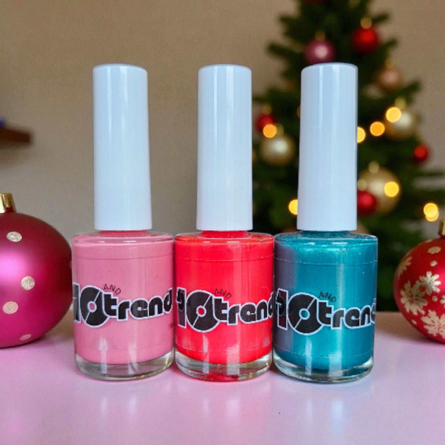 Mini Bright Side Collection #1 – 3 Joyful Shades - Red, Teal, and Pink Nail Polish  (10-Free, Handmade in Oregon)