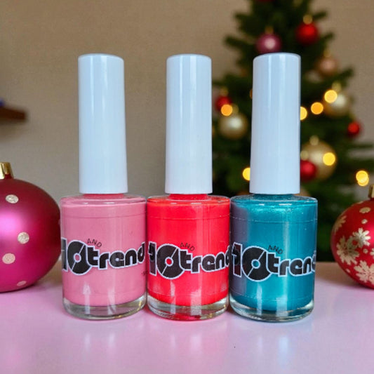 Mini Bright Side Collection #1 – 3 Joyful Shades - Red, Teal, and Pink Nail Polish  (10-Free, Handmade in Oregon)